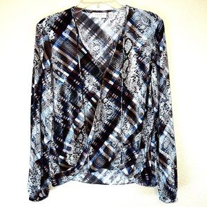 Ted Baker London Lyzaa Quartz Printed Crossover Blouse Sz 3 (UK) Sz 8 (US) Ivory